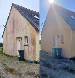 Photo de galerie - Nettoyage et traitement façade enduit