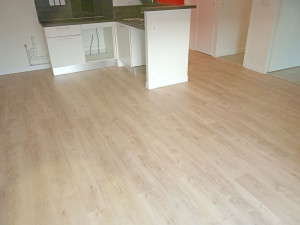 Photo de galerie - Pose d'un Parquet stratifié type chêne clair ép.10mm x l.1,25cm L.19cm
Surface = 30m2