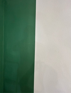 Photo de galerie - Réalisation de bandes de couleurs avec bord net, et aligné nécessitant précision, patience et savoir-faire en peinture décorative.