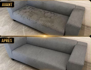Photo de galerie - Avant / Après ?️✨ Un canapé retrouve une seconde jeunesse grâce à un nettoyage professionnel en profondeur. La propreté fait toute la différence ! Nova Propre