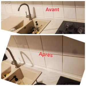 Photo de galerie - Dépose & pose de joint silicone dans une cuisine 