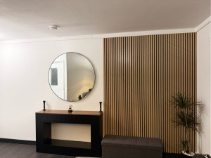 Photo de galerie - Installation tasseaux miroir montage meuble ainsi que peinture 