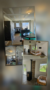 Photo de galerie - Petit plein pied 35m2. Préparation ponçage et peinture + pierre de parement derrière le poêle. 