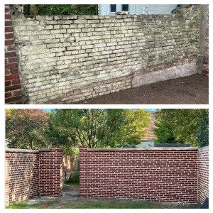 Photo de galerie - Rénovation d’un mur en briques anciennes dans l’Oise – CFT Rénovation