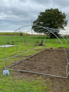 Photo de galerie - Aménagement du terrain et pose d’une serre de jardinage.