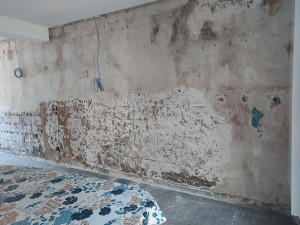 Photo de galerie - Assèchement du mur 
dépose et pose d un nouveau placo 
utilisation de kit sika injectocream