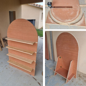 Photo de galerie - Réalisation d'un présentoir pour plan de table d'un mariage. Finition réalisées par le client.