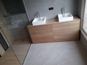 Photo de galerie - Création douche à l’italienne avec meuble double vasque 