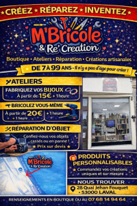 Photo de galerie - Au plaisir de vous retrouver dans ma boutique dédié au bricolage et au loisirs créatif 

28 quai jehan fouquet 53000 