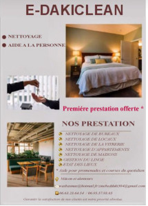 Photo de galerie - Prestation d’aide à domicile et de nettoyage : entretien des appartements et maisons, gestion du linge, état des lieux, nettoyage de vitres et locaux. Travail soigné et professionnel.