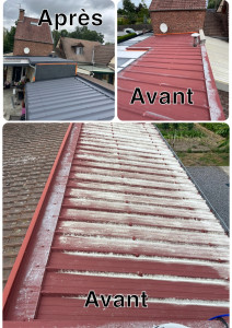 Photo de galerie - Réalisation peinture toiture au pistolet 
