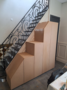 Photo de galerie - Réalisation de rangement panneau mdf à peindre 