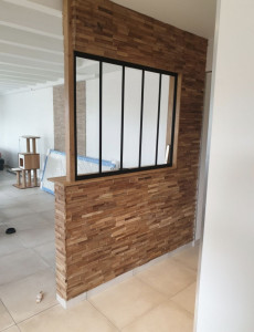 Photo de galerie - Installation d'une verrière et d'un parement bois