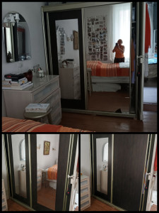 Photo de galerie - DEPOSE D'UN MIROIR CASSÉ, NETTOYAGE APRÈS DÉPOSE, POSE D'UN FILM MIROIR.