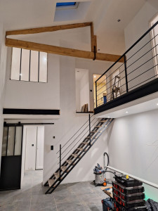 Photo de galerie - Pose porte coulissante, escalier, garde-corps, verrière 