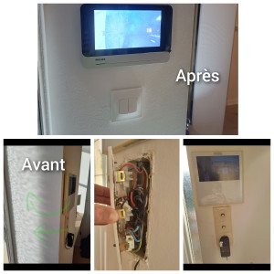 Photo de galerie - Déplacement et changement de deux boutons poussoirs et interphone vidéo. 