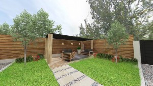 Photo de galerie - Aménagement d'un jardin, création d'une terrasse avec pergola 