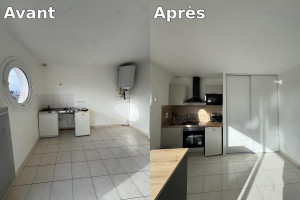 Photo de galerie - Montage d'une cuisine neuf et rajout d'un placard incrusté 