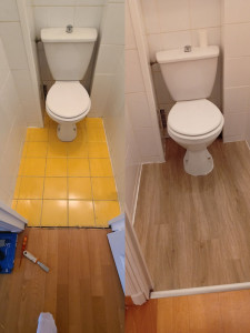 Photo de galerie - Pose de parquet souple avant et après 