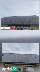 Photo de galerie - Je vous propose mes produits adaptés pour vos Toiture ardoise application du produit décapage par pulvérisation des produits curatif et préventif sans (agressivité de haute pression) . T.E COUVERTURE ✅️