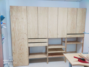 Photo de galerie - Fabrication Meuble sur-mesure rangement en bois massif pour cabinet medical....