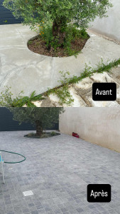 Photo de galerie - Rénovation d’une terrasse avec évacuation , réparation et double encollage de dalles 