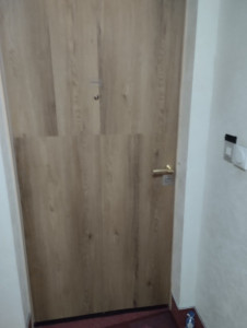 Photo de galerie - Placage bois d'une porte d'entrée