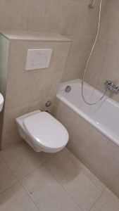 Photo de galerie - Salle de bain avec wc suspendu et baignoire (rénovation)