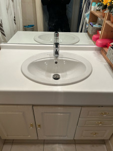 Photo de galerie - Pose d’une nouvelle vasque avec bonde 