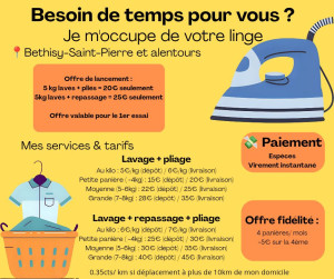 Photo de galerie - ✨ Marre de la corvée de linge ? ✨
Je lave, repasse et plie pour vous ?
➡️ Dépôt chez moi ou service avec livraison
? 06 59 47 92 51

? Simple, rapide et pratique !

