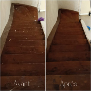 Photo de galerie - Nettoyage intégrale d’un escalier après travaux