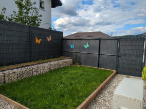 Photo de galerie - Montage clôture + création mur gabion et jardinière 