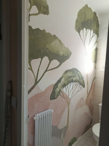 Photo de galerie - Papier panoramique salle de bain 