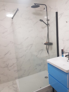 Photo de galerie - Installation paroi et bac à douche 