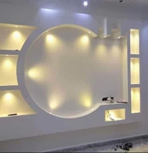 Photo de galerie - Création d’un meuble TV en placo. peinture, électricité….