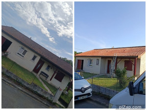 Photo de galerie - Traitement fongicide toiture avant et après 