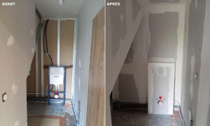 Photo de galerie - Rénovation WC – Avant / Après 

Habillage d’un bâti-support avec pose de placo et finitions propres, prêt à peindre.

