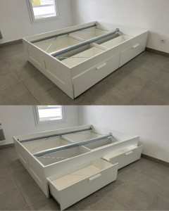 Photo de galerie - Montage d’un lit double avec quatre tiroirs IKEA