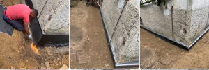 Photo de galerie - Mise en place rolo et encheter jardin avec mise en place olympe pour un mur enterré contre les médités avec la terre à remblai