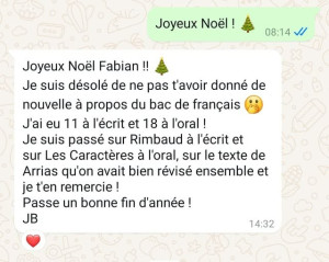 Photo de galerie - Note d'un de mes élèves aux examens