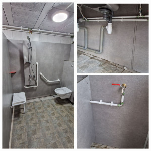 Photo de galerie - Création des arrivées d'eau et des évacuation de douche collectif 
