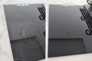 Photo de galerie - ✨ Nettoyage en profondeur d’une plaque de cuisson Résultat avant / après ? Travail soigné et minutieux 
