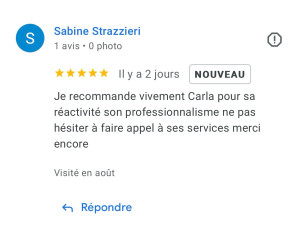 Photo de galerie - Avis clients Google suite à mes prestations.