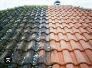 Photo de galerie - Traitement de toiture fongicide et hydrofuge 