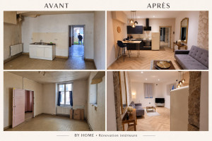 Photo de galerie - Rénovation complète d’un appartement destiné à la location: redistribution des espaces, création d’une chambre, d’une salle de bains et d’une cuisine, finitions, ameublement et décoration. Un logement entièrement repensé et prêt à accueillir ses voyageurs