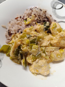Photo de galerie - Riz sauvage, poireaux frais et poulet 