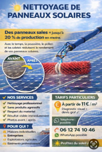 Photo de galerie - Nettoyage de panneaux solaires pour particulier et professionnel, Devis, et déplacement gratuit