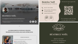 Photo de galerie - Réalisation d'une carte de visite papier et un site internet / carte de visite digitale pour Béatrice, hypnothérapeute à Sélestat 