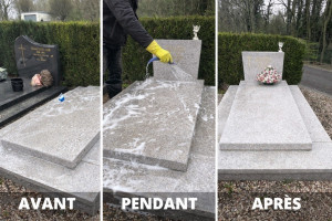 Photo de galerie - Nettoyage pierre tombale cimetière saint roch Valenciennes 