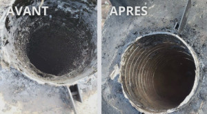 Photo de galerie - Ramonage cheminée avant après 